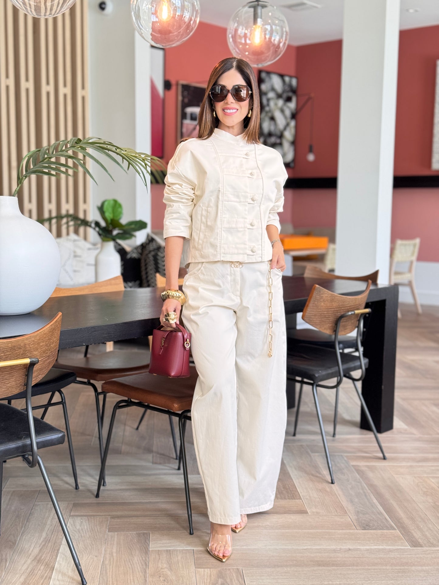 Voguish Ivory Buttons Pants Set