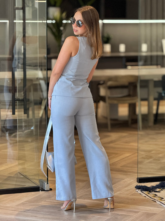 Edit Blue Vest-Jumpsuit