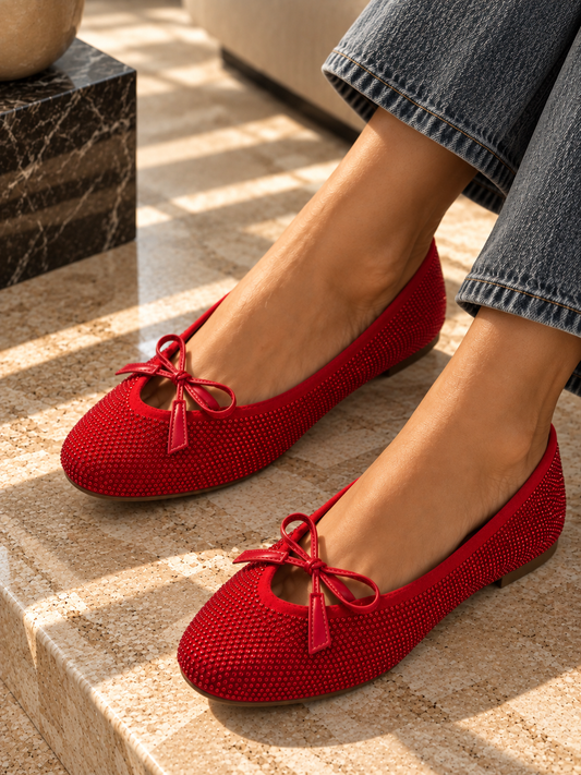 Shana Red Sparkly Ballerina Flats