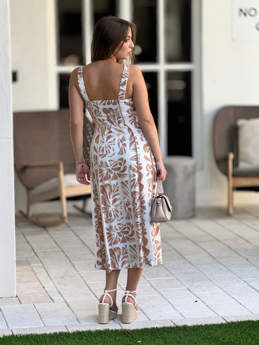 Solange White/Beige Print Dress