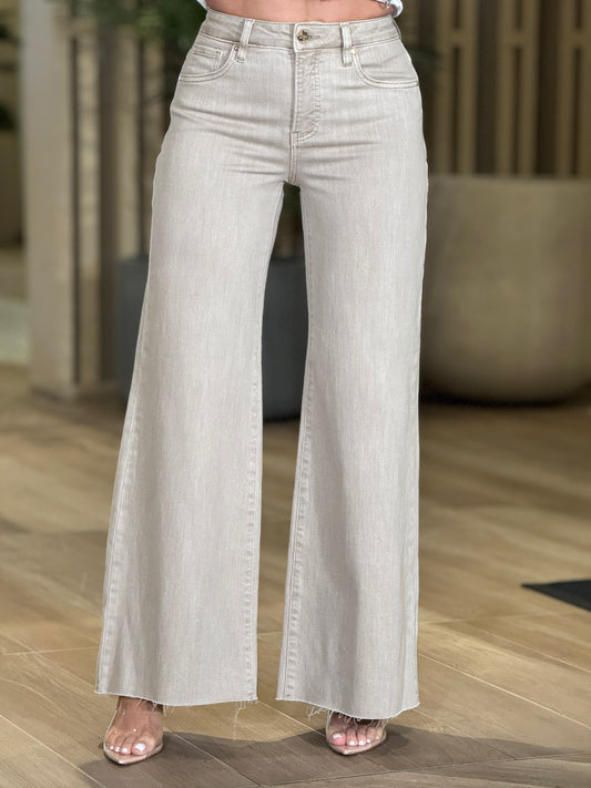 Risen Beige Sparkly Jeans