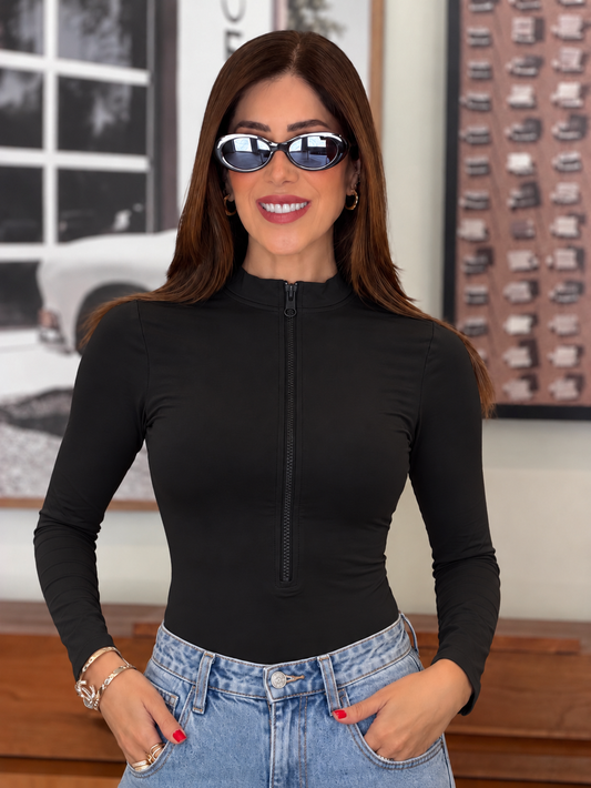 2035 Dyna Black Zip Bodysuit