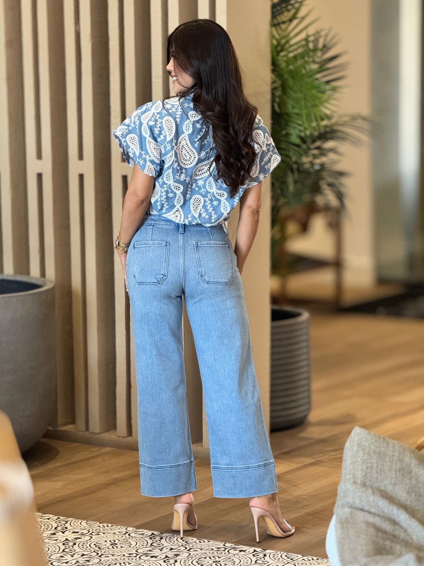 Patricia Blue/White Embroidey Shirt