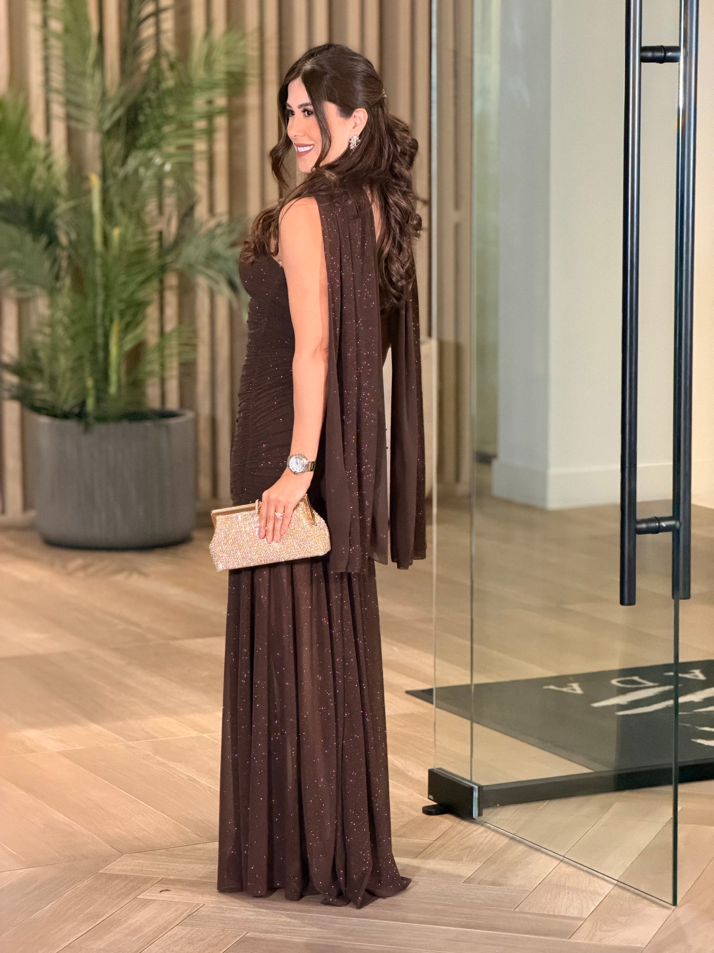 Princess Brown Strapless Mesh Dress Gala