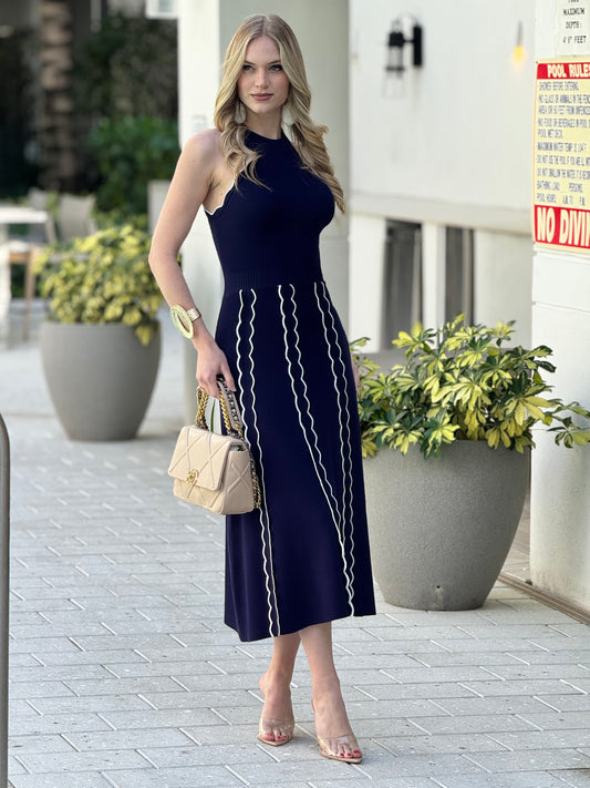 Jealousy Navy Curves Knitted Dress
