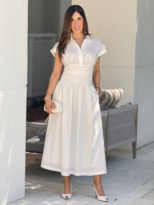 Loucia White Midi Dress