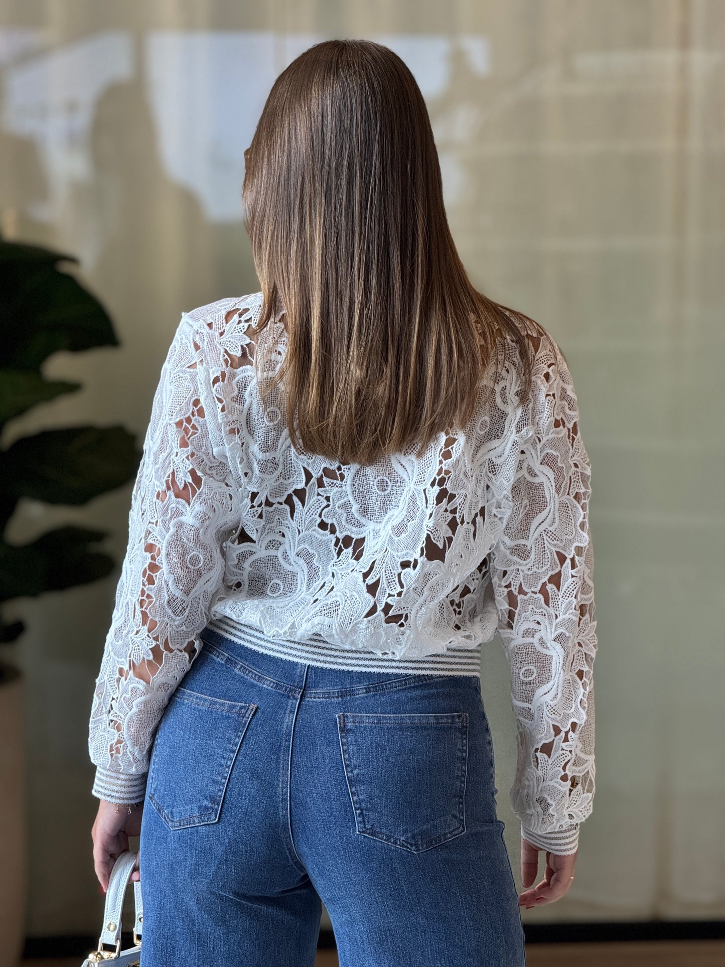 Pastel White Torchon Jacket Top