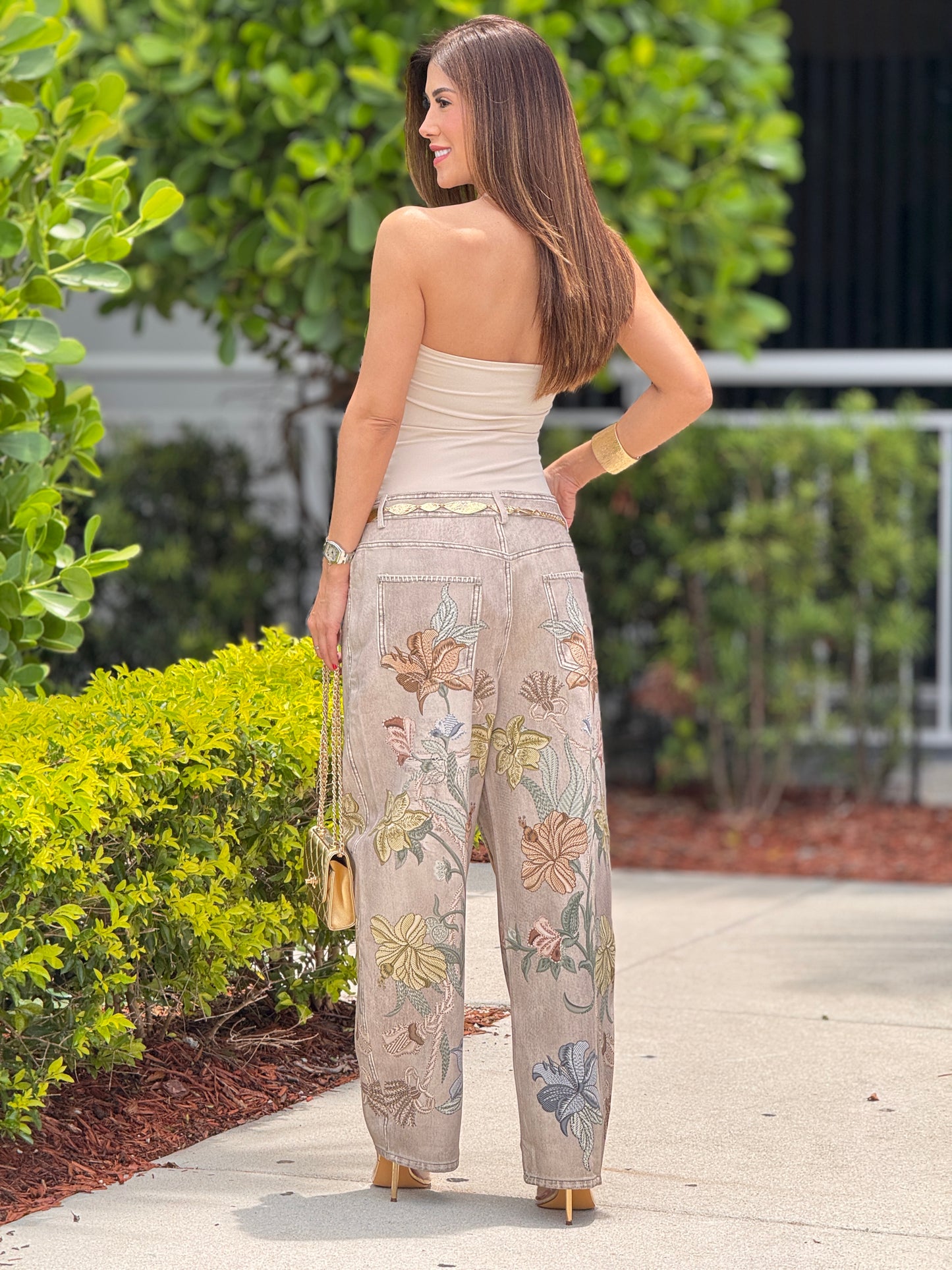 Any Ivory Halter Gold Circle Body Top