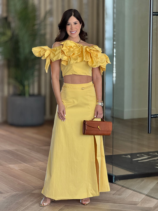 Mandissa Yellow Bombache Skirt Set