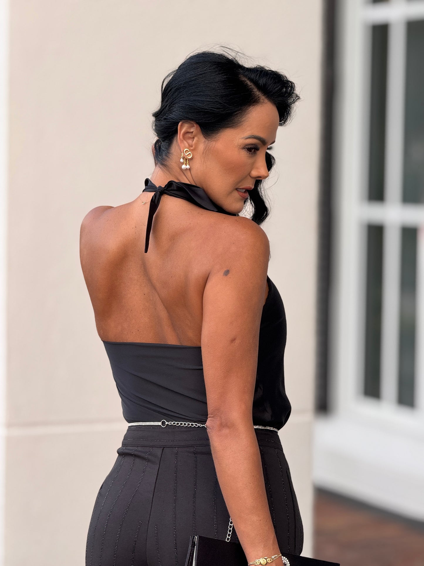 Betty Black Satin Top