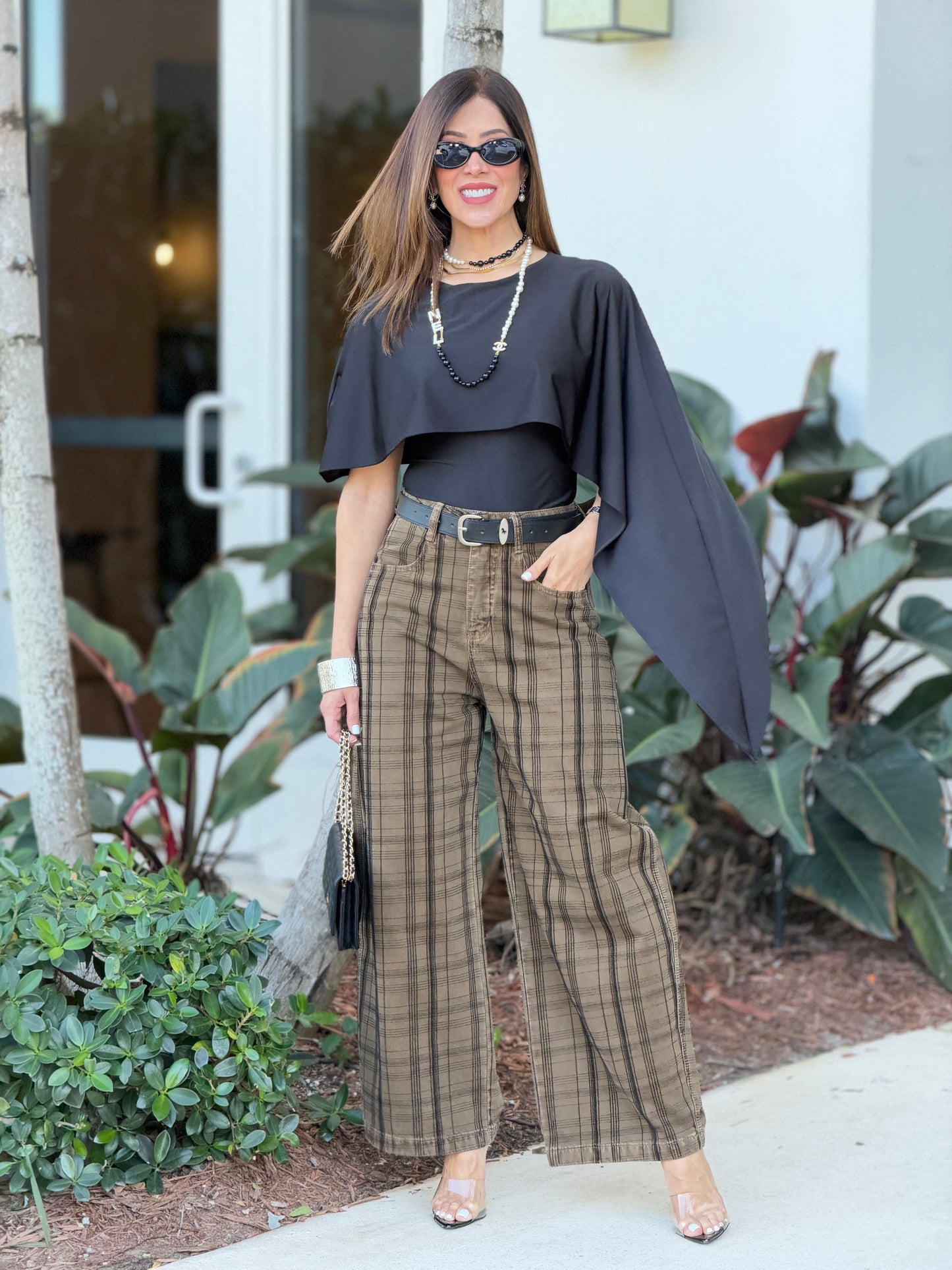 66881 MX Beige Plaid Jeans
