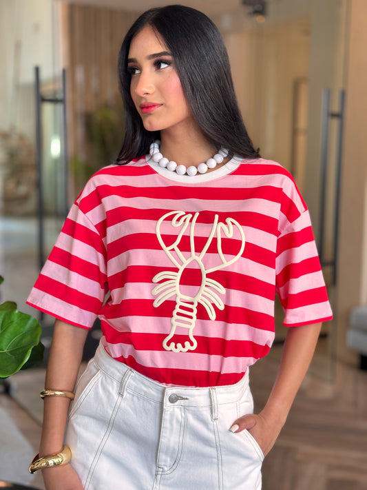 Lobster Red/Pink Lines T-Shirt