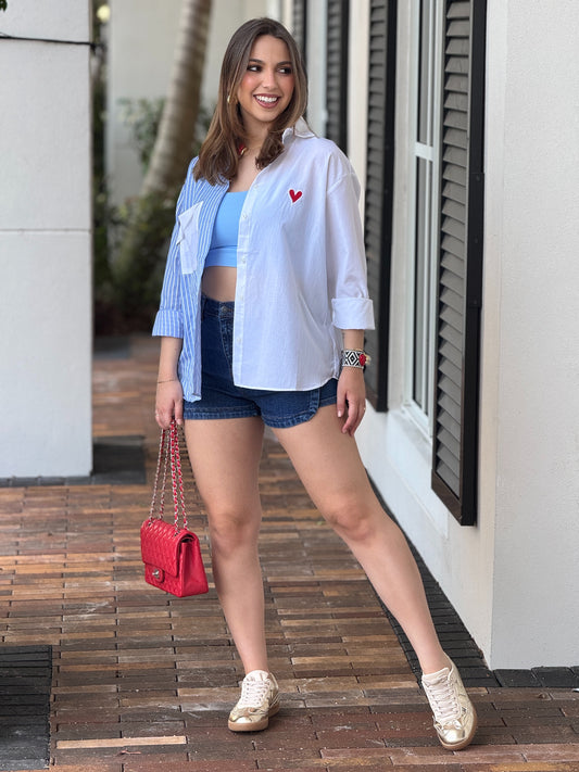 Mindy Blue Lines/White Shirt