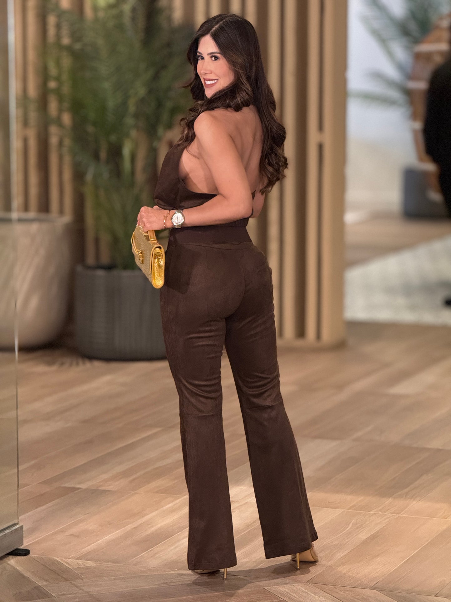 Chocolate Brown Suede Set