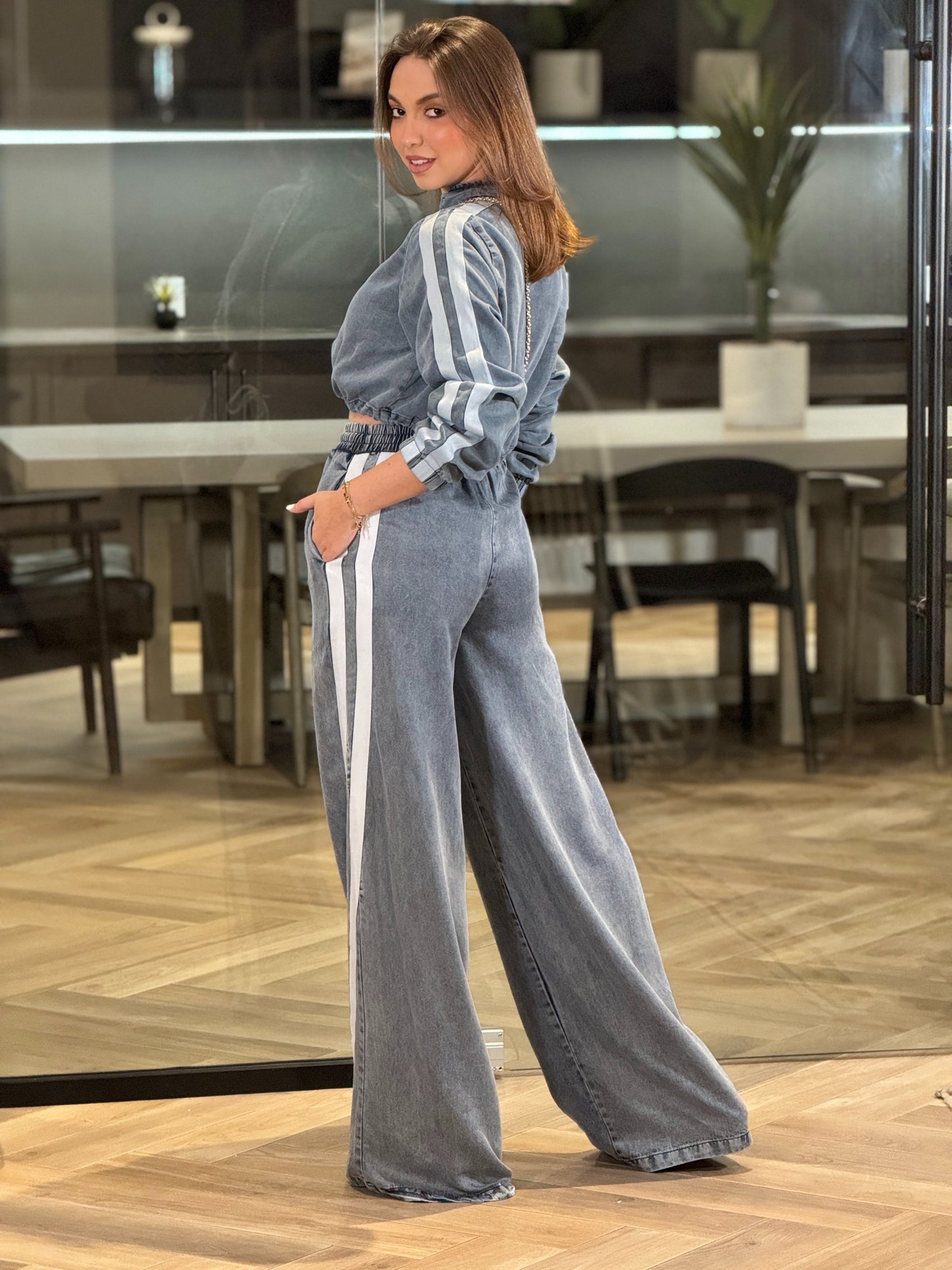 Lindsay Denim Lines Set