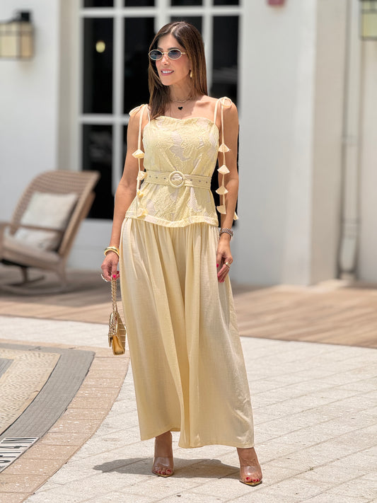 Voguish Yellow Lace Jumpsuit