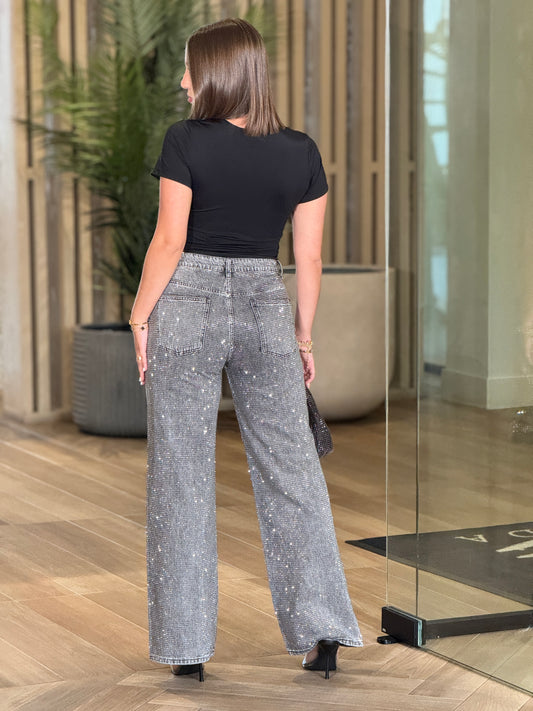 Gaia Silver Rhinestone Jeans