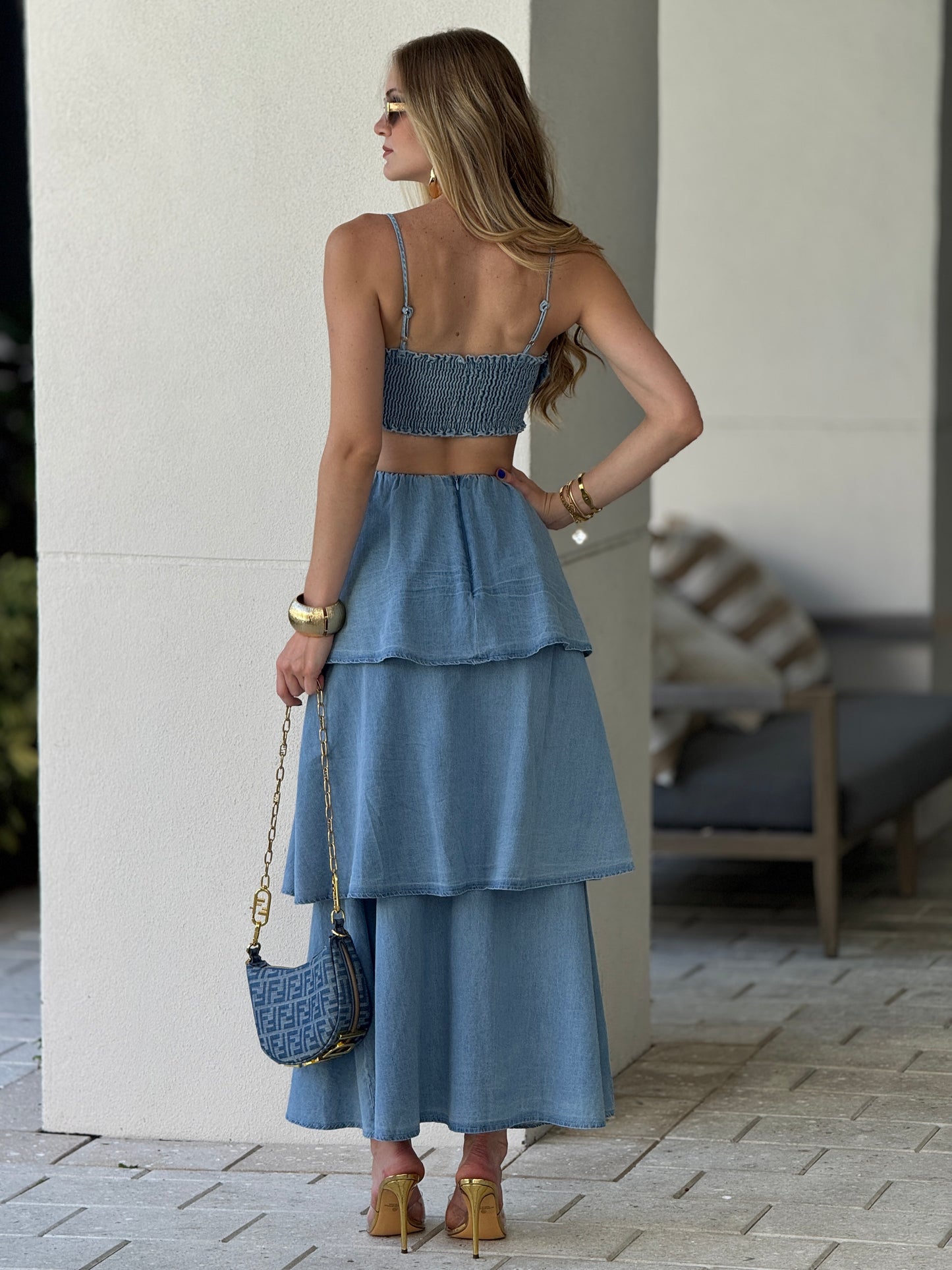 Arial Denim Ruffle Dress