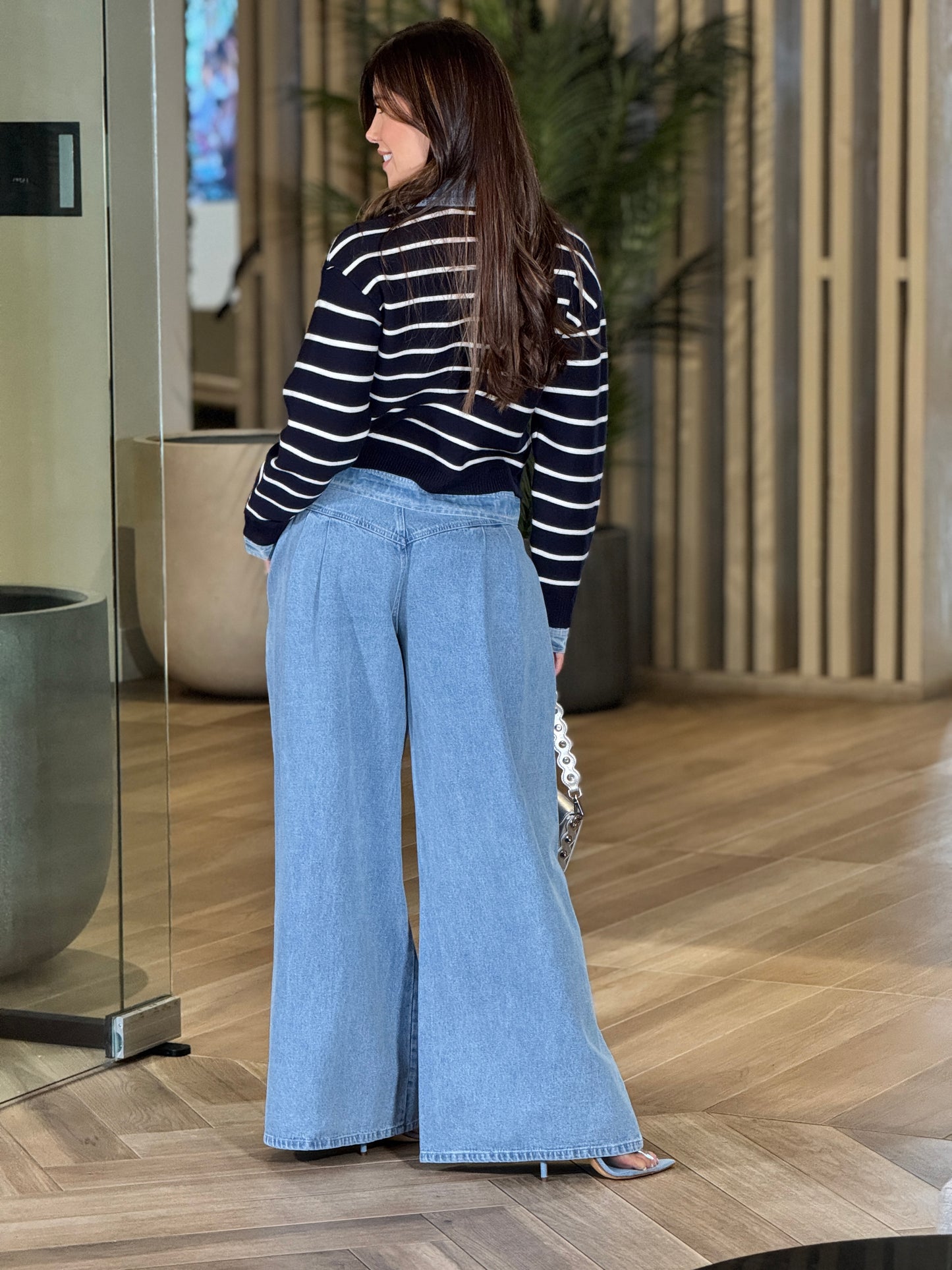 Amable Navy Denim Cardigan Top