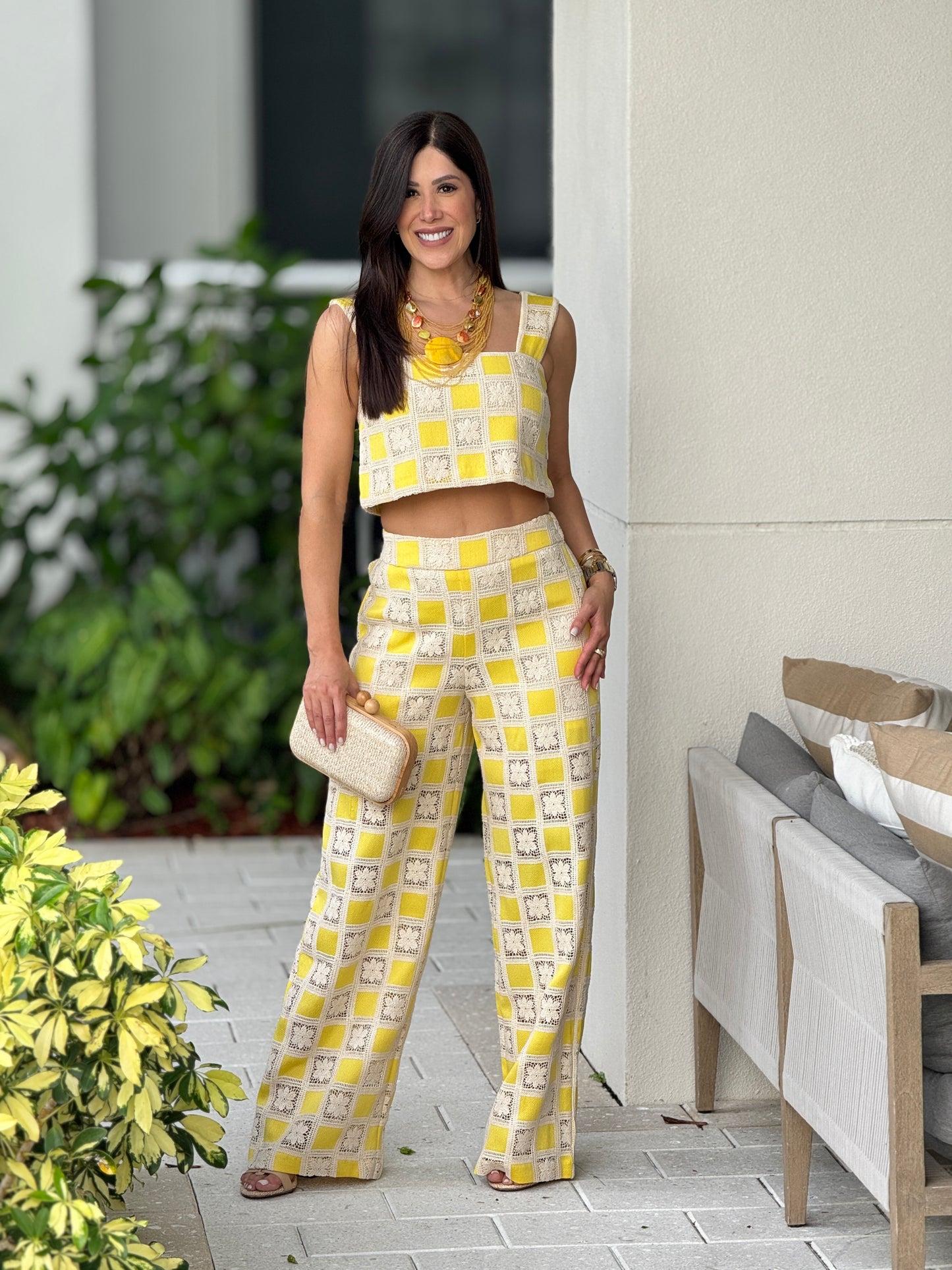 Steph Yellow Checkers Set