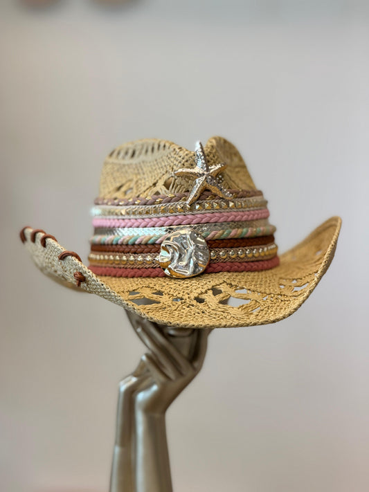 Boho Chic Natural Starfish Pink Hat