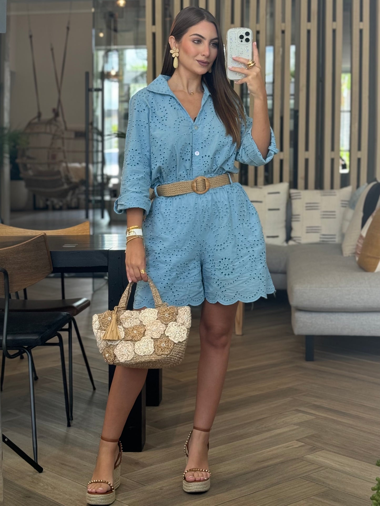 Bernard Italian Blue Torchon Short Set