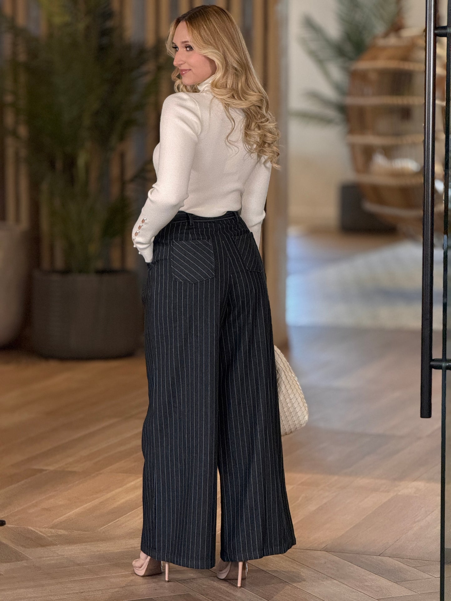 Flying Black Denim Lines Pants