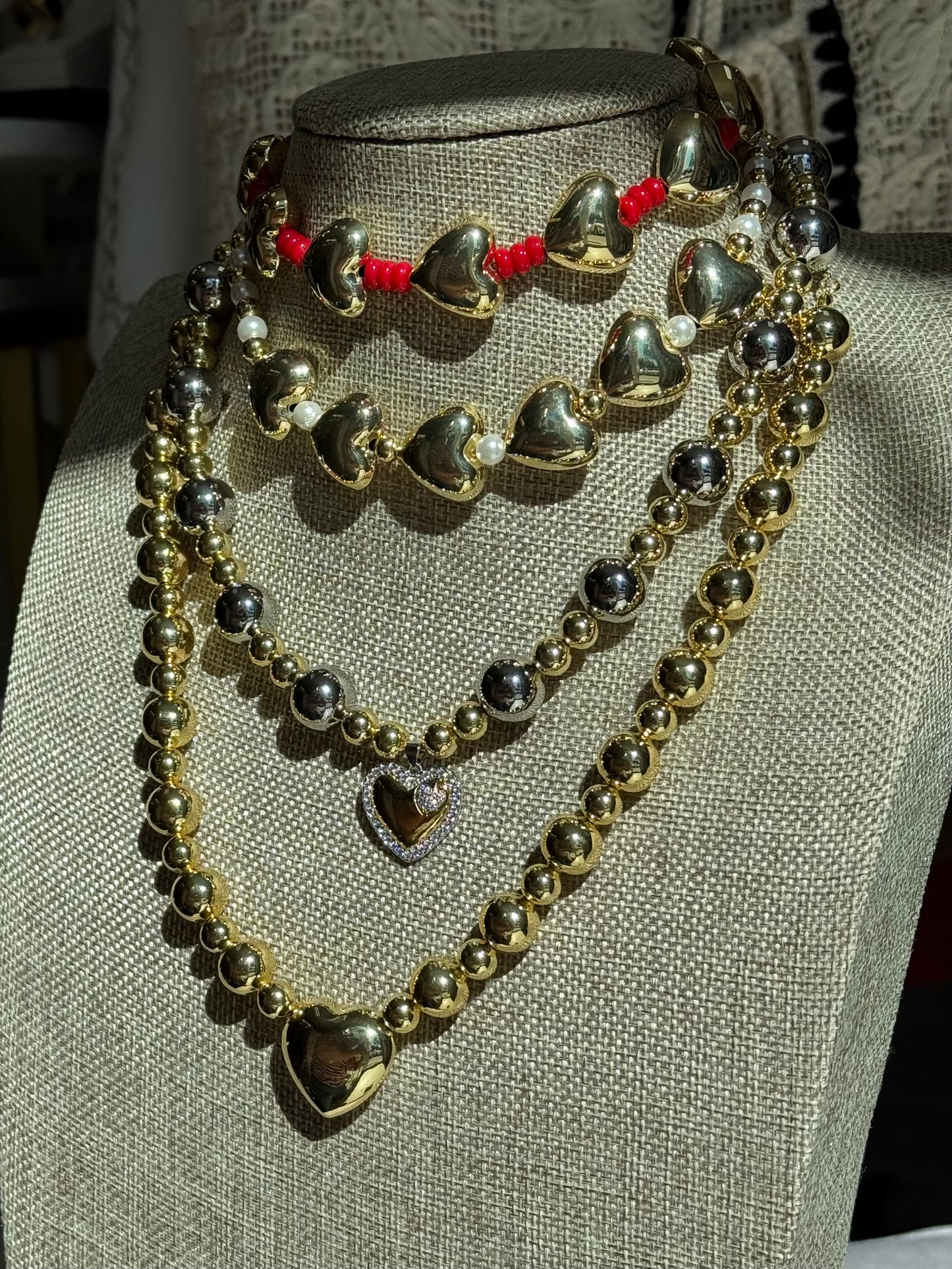 Lovers Garden Multi-Hearts Necklaces