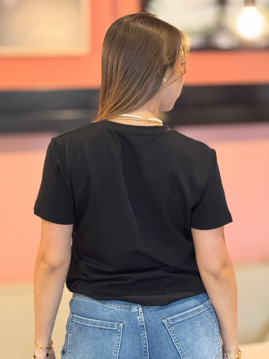 Lalo Black Rhinestone Logo T-Shirt