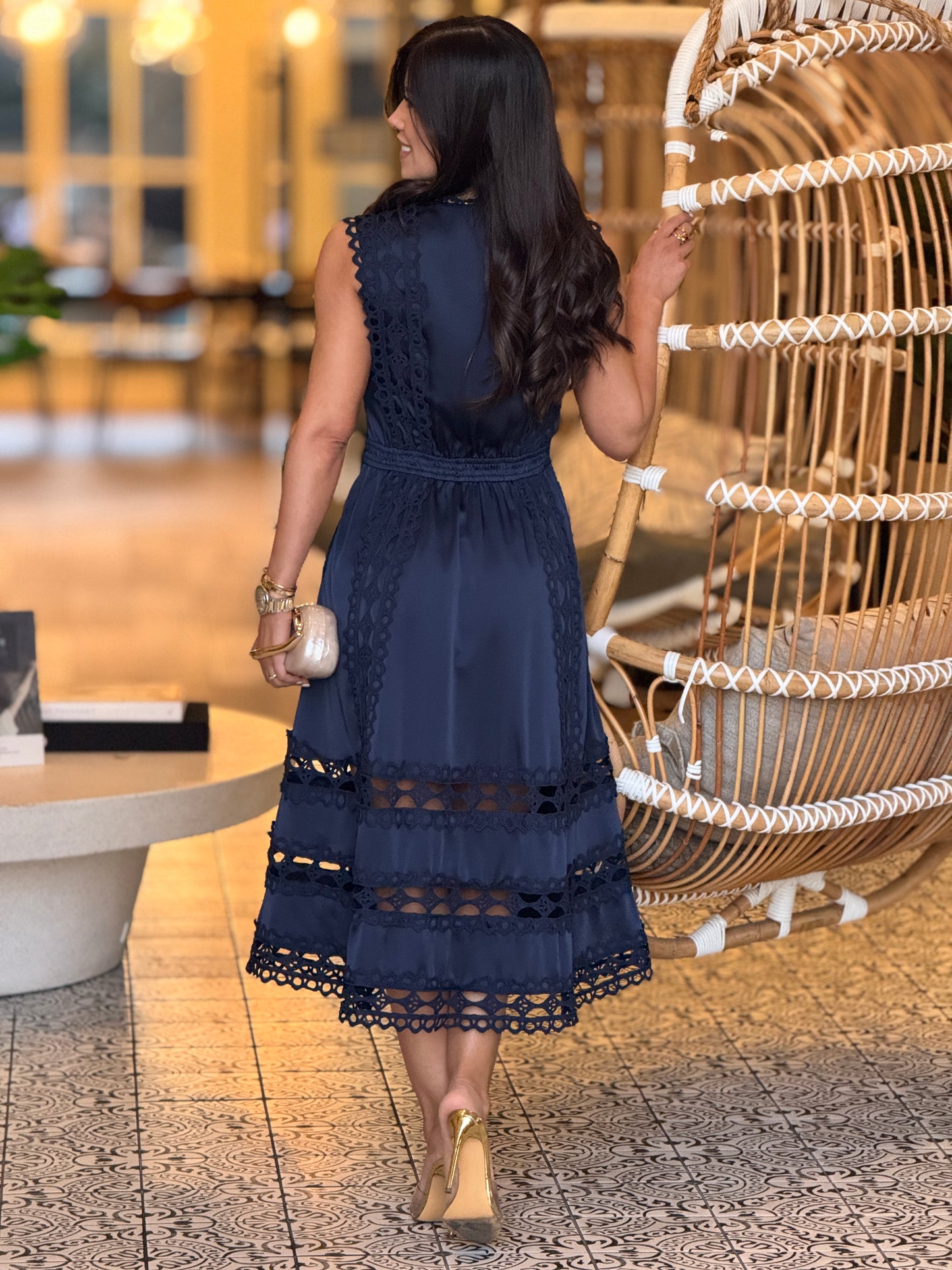 Catedral Navy Torchon Dress Gala