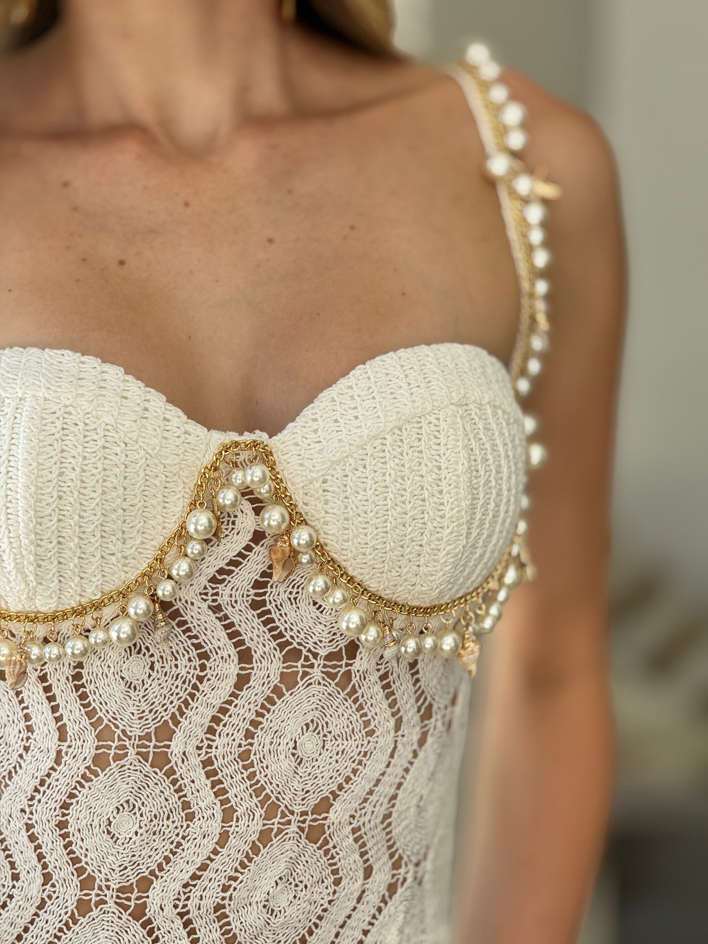 Pearly White Knitted Dress