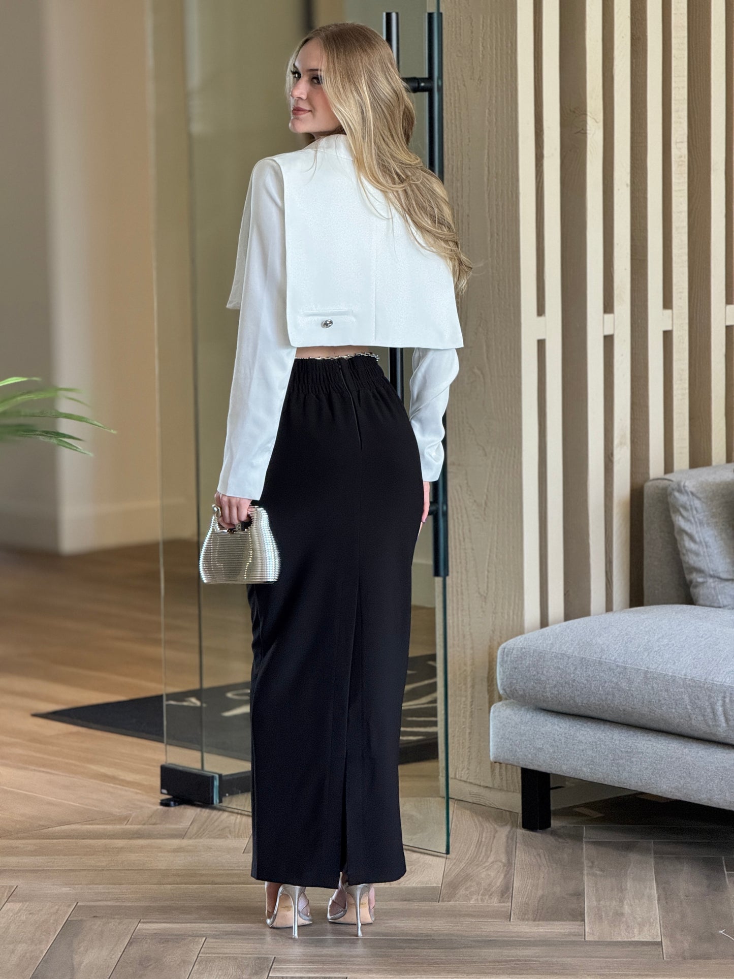 Mulla White/Black Skirt Set