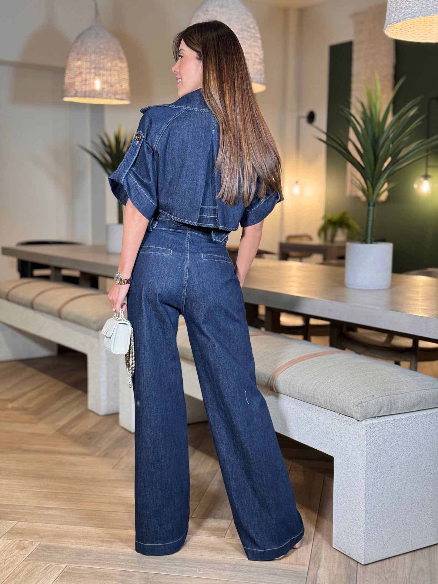 Perky Dark Denim Jacket Set