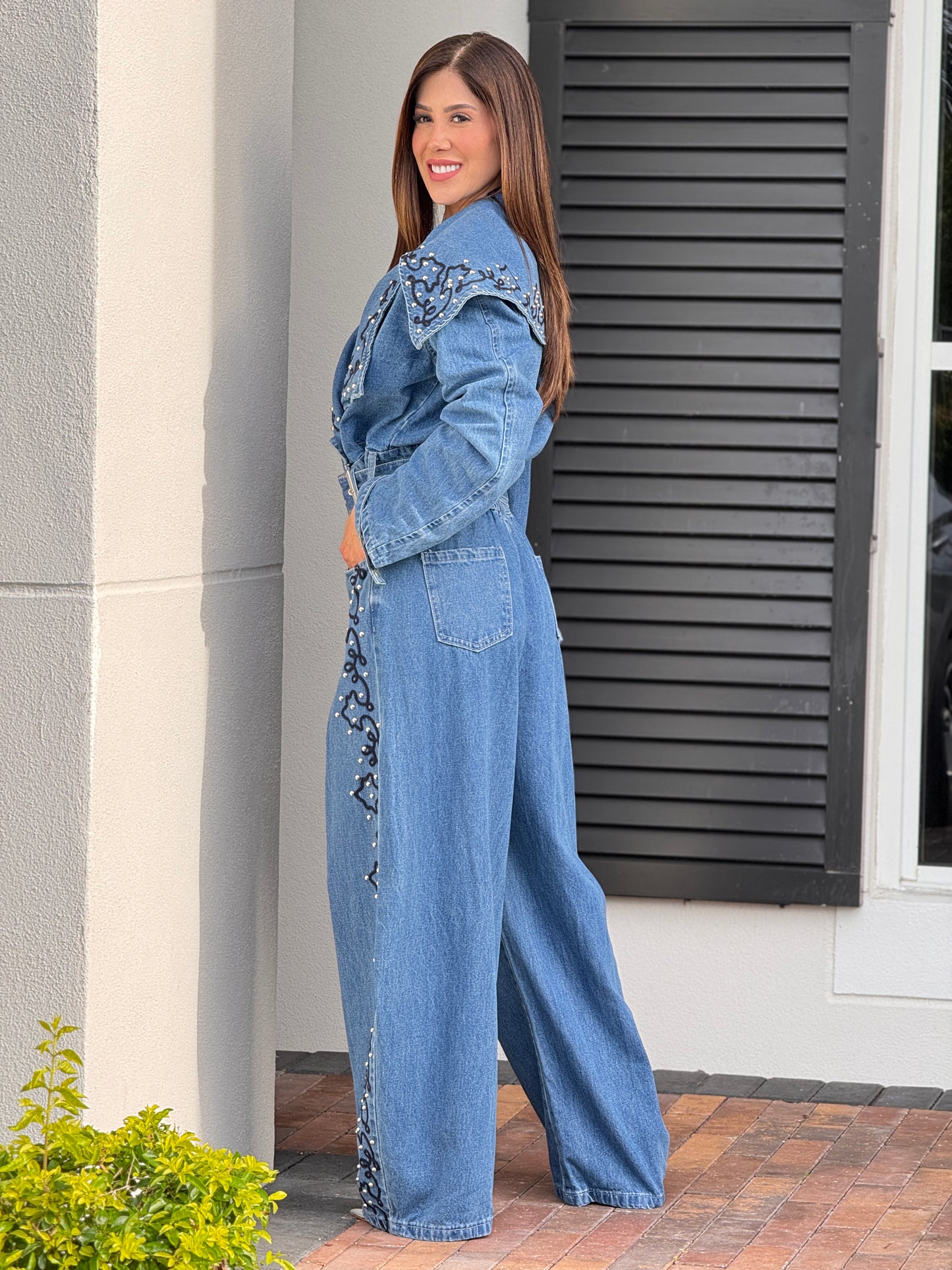 Perky Denim/Black Embroidery Remaches Set