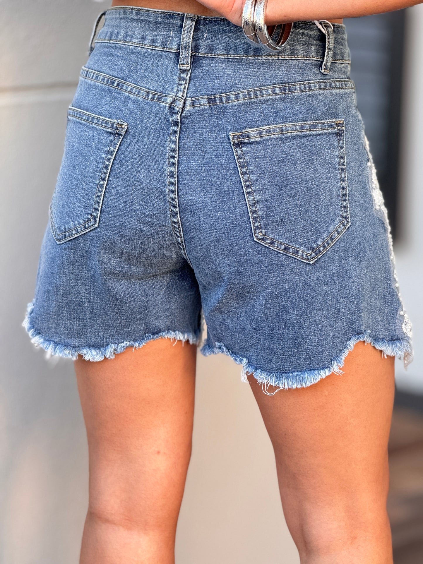 Justy Denim Embellished Shorts