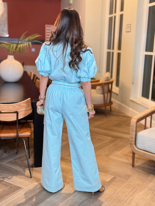 Pearly Blue Linen Set