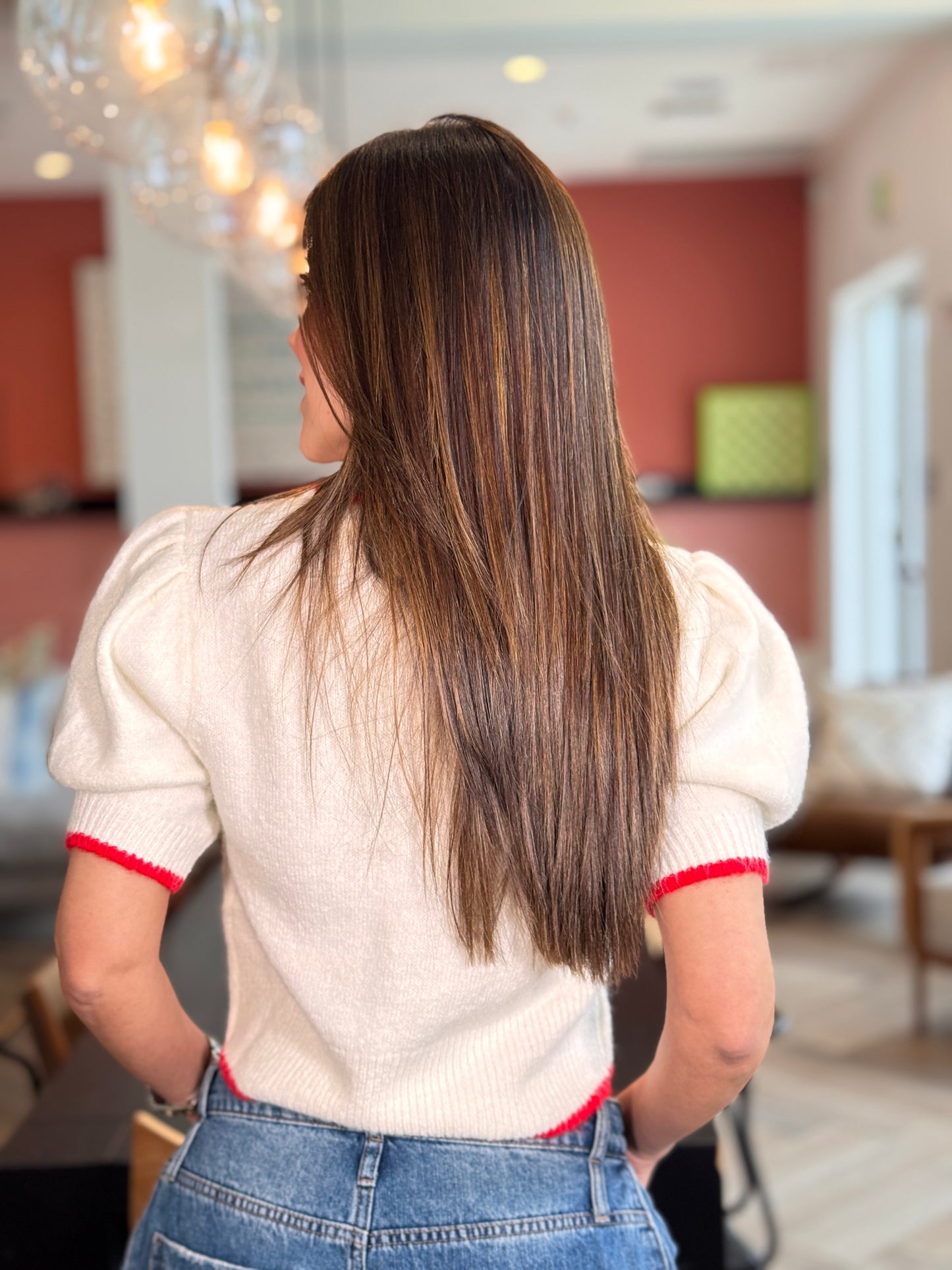 Daylight White/Red Heart Top
