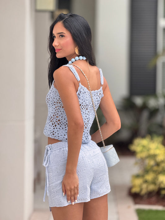 Sundays Blue Crochet Top