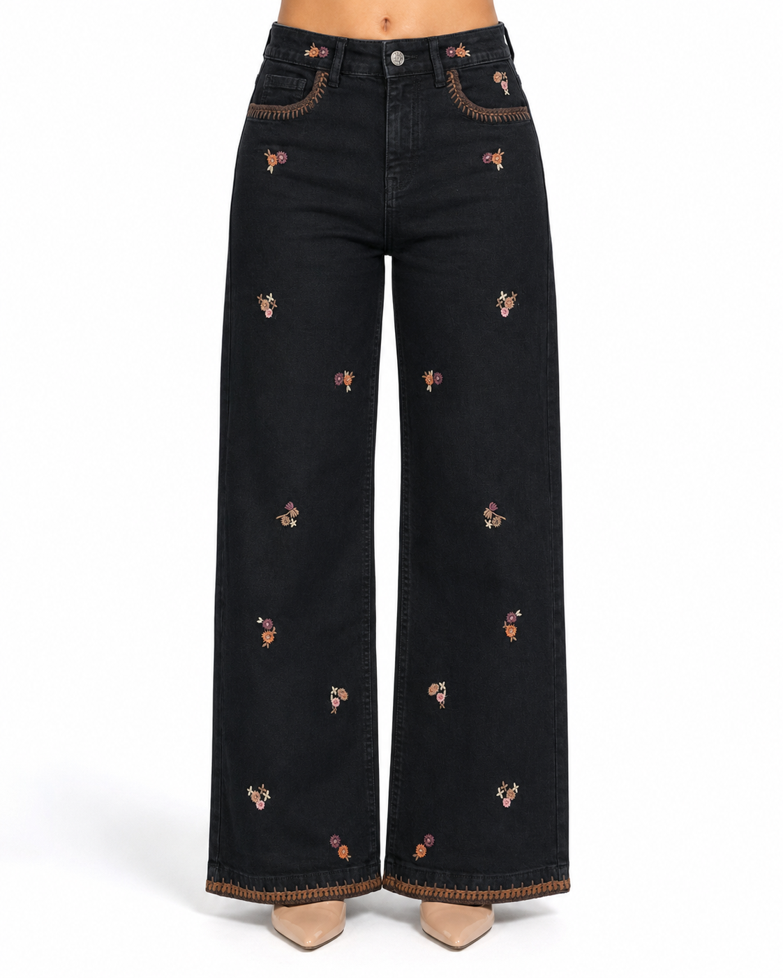 French Fall Flowers Dark Denim Jeans