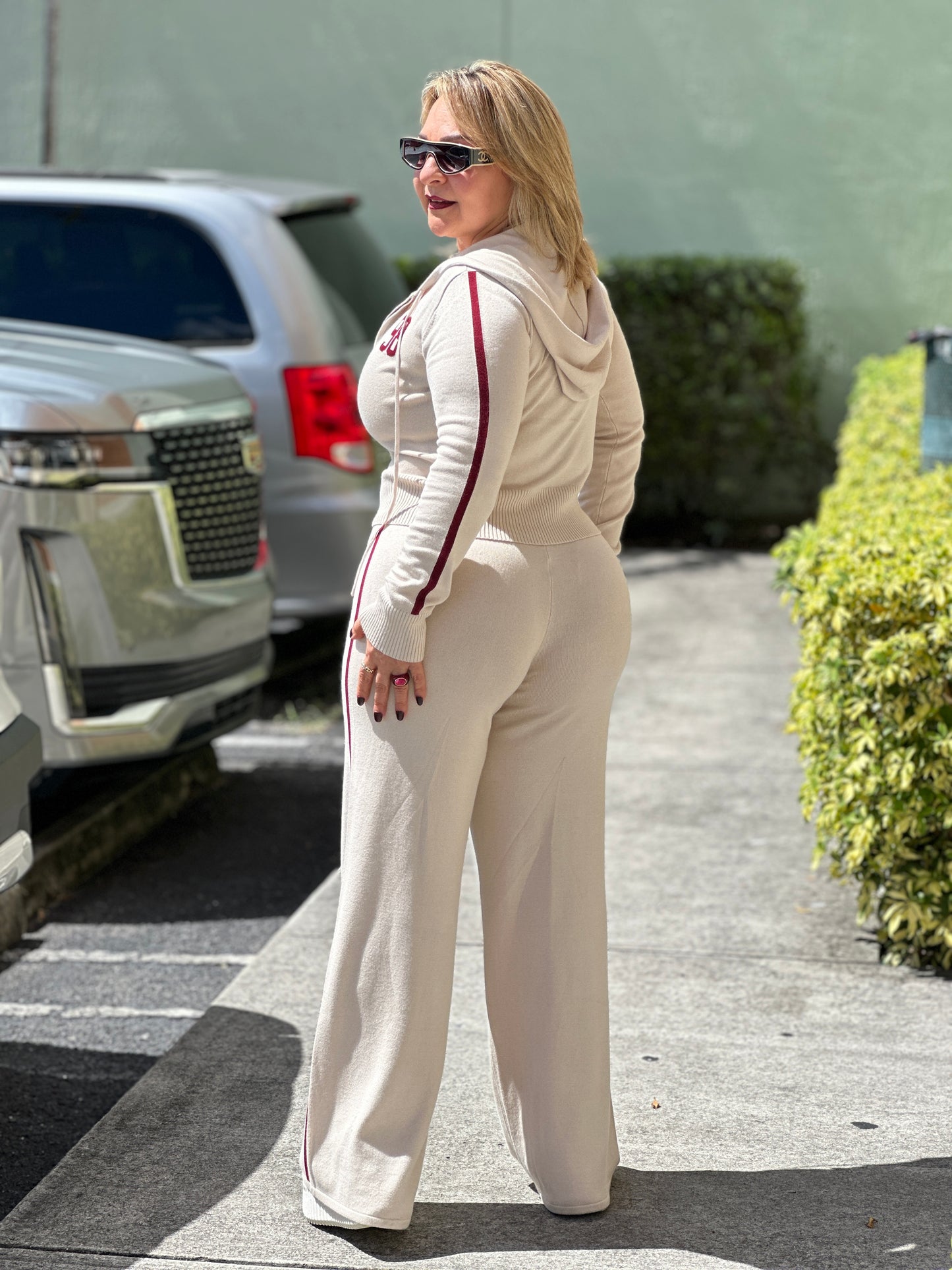 Milka 98 Beige/Burgundy Knitted Set