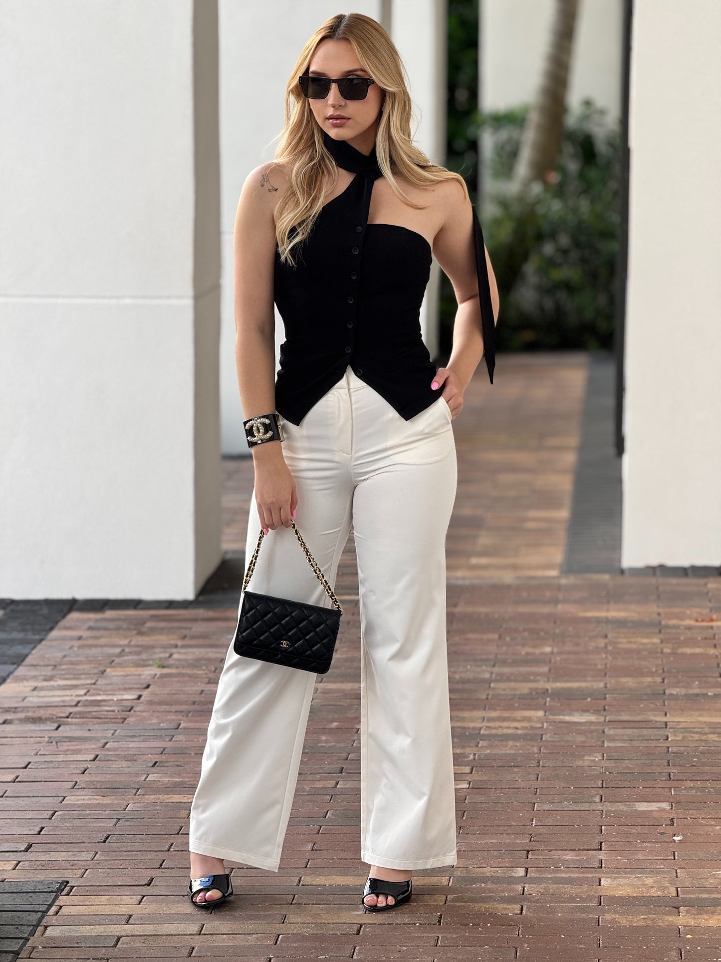 Johanne Black Vest Top
