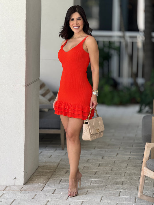 Anastasia Orange Knitted Dress