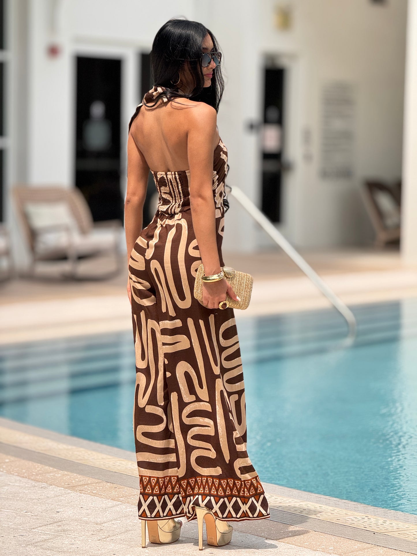 Milka Brown/Beige Abstract Jumpsuit