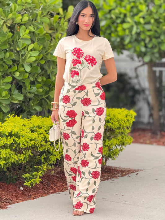 Bushy Red Floral Embroidery Set