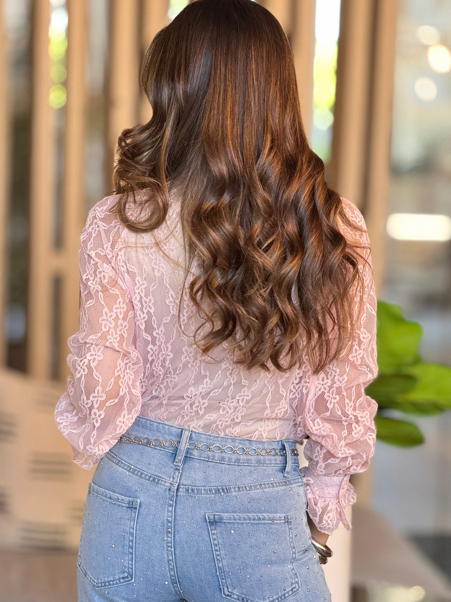 Gaia Pink Ruffles Lace Top
