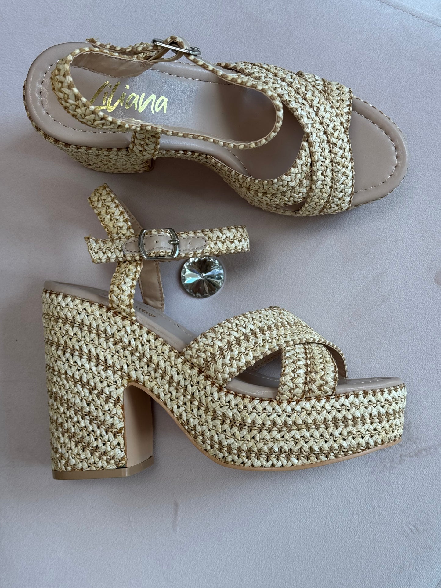 Dandy Beige Raffia Sandals