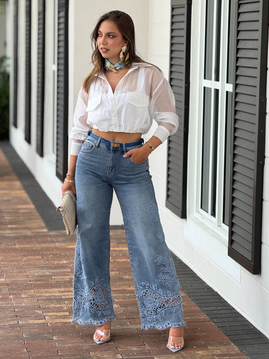 Amelia Blue Cutout Jeans