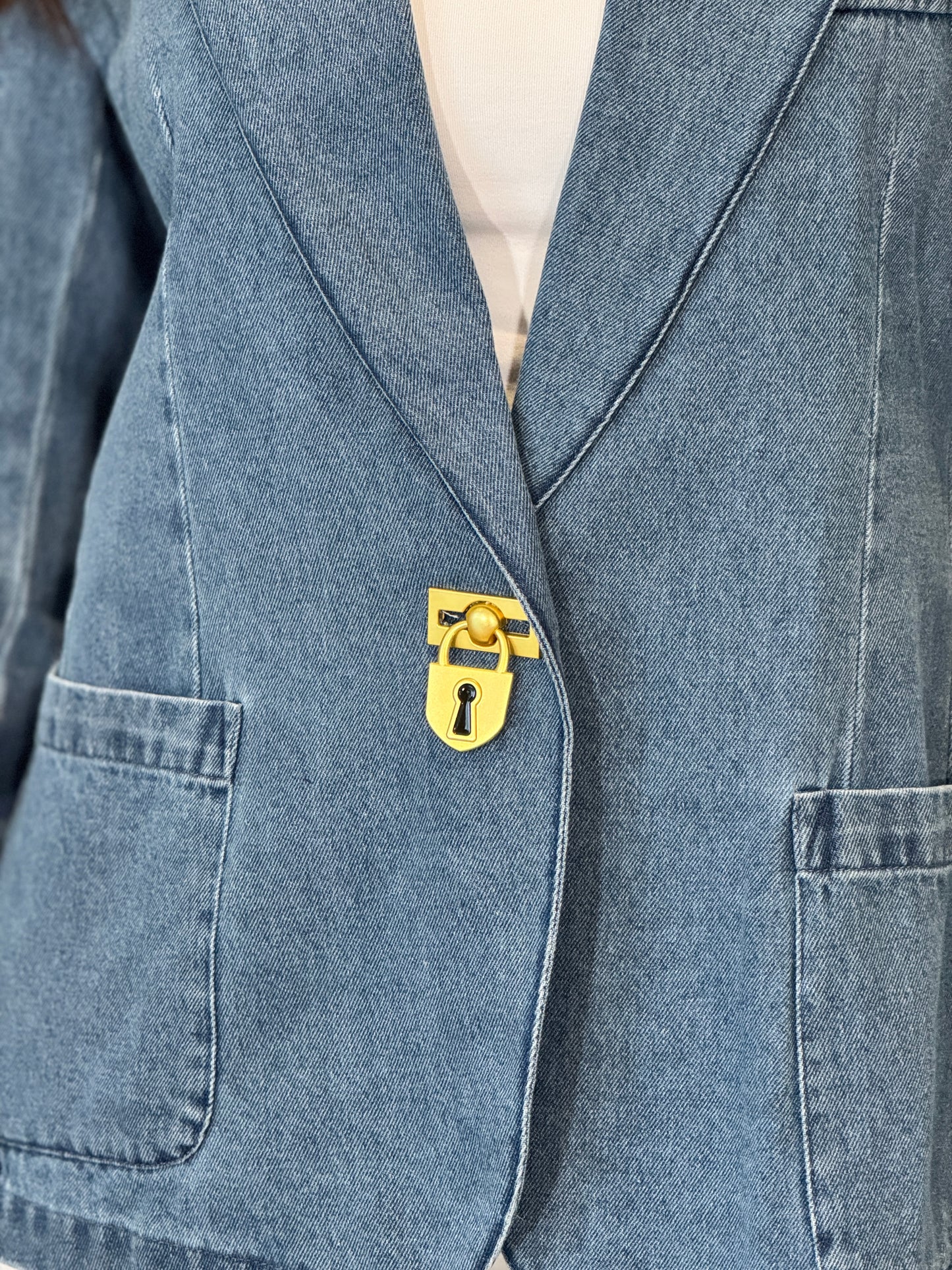 Larose Denim Blazer Top