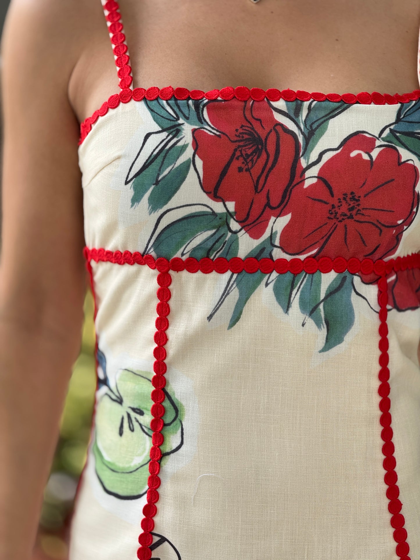 Vintage Red Print Dress