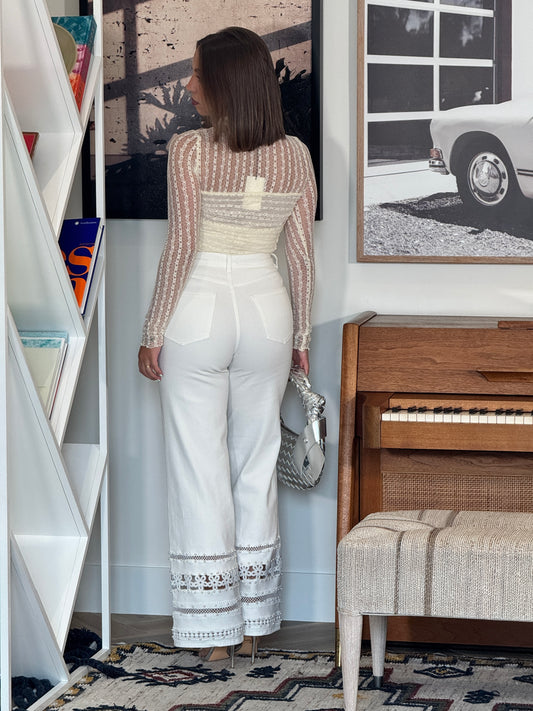 Maurice White Denim Pearls Jeans